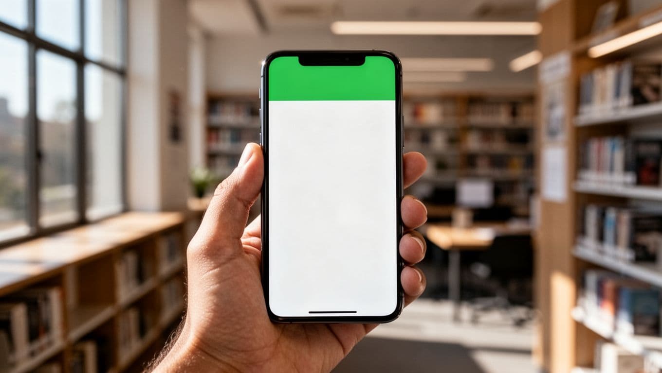 A person holds a phone displaying a green header for a language access mobile application.