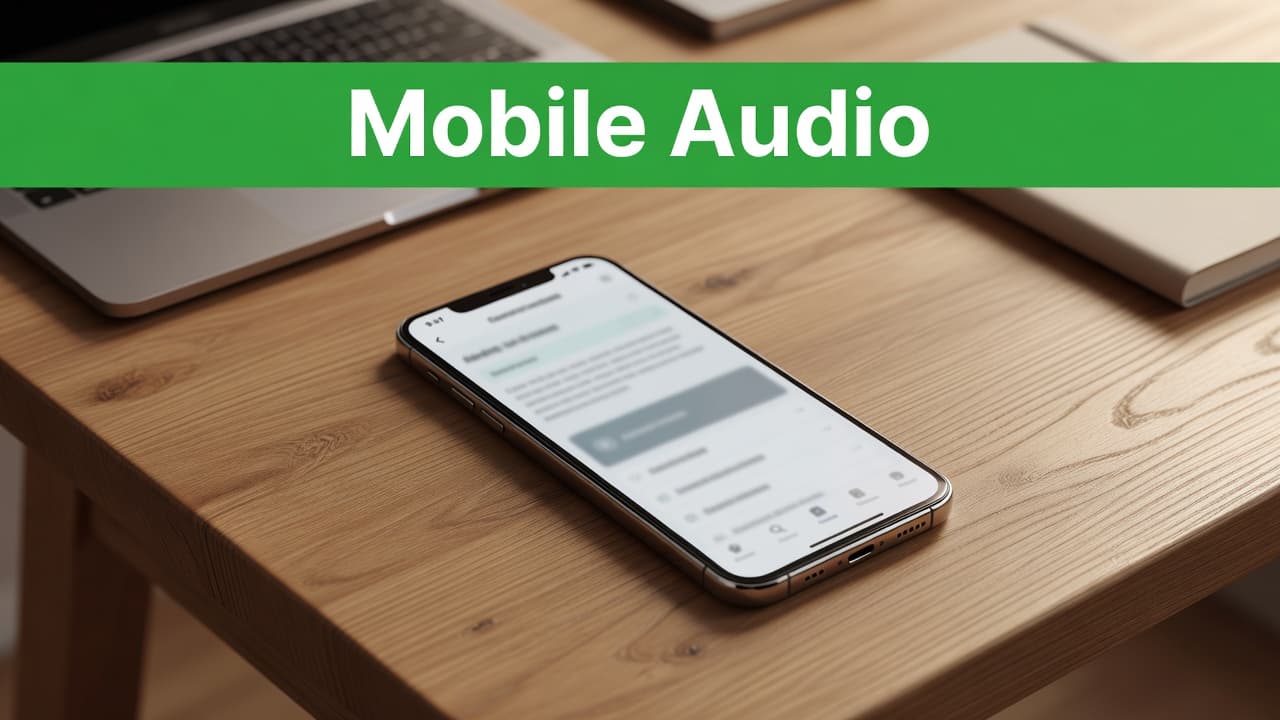 A smartphone resting on a wooden desk showing a reading app with a bold green banner.