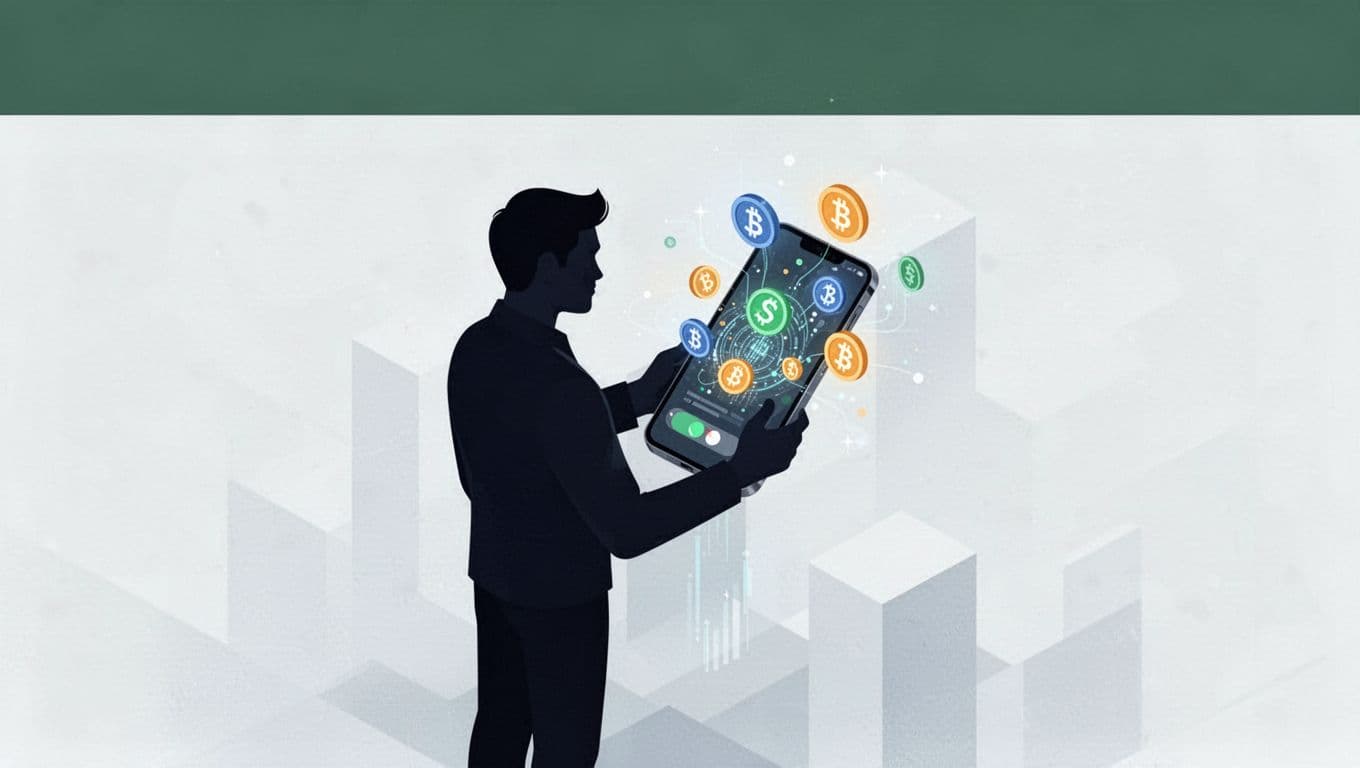 An isometric illustration of a smartphone screen showing a money transfer app.