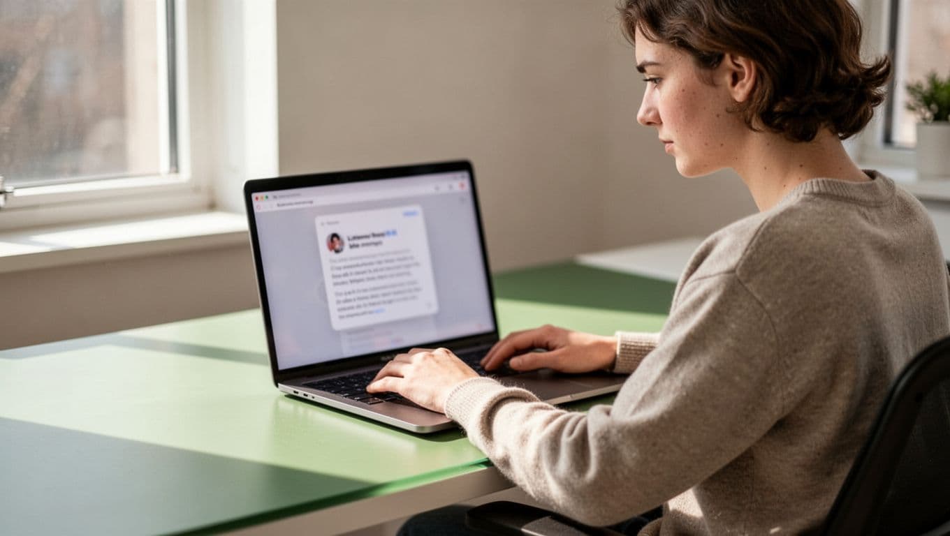A focused professional sits at a clean desk using a laptop. A bold dark-green header bar at the top of the screen displays the text READ FASTER in white capital letters.