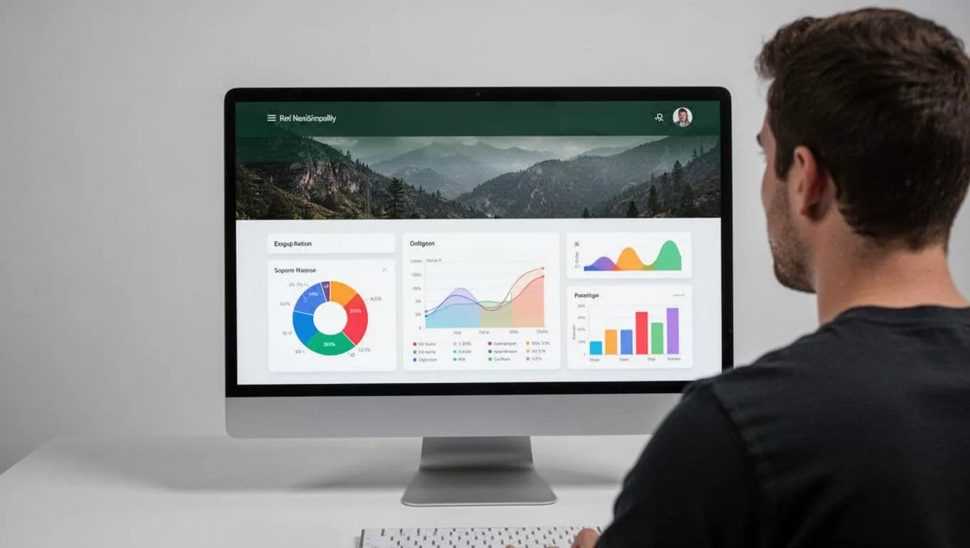 A computer screen showing a minimal analytics dashboard with a dark green header.
