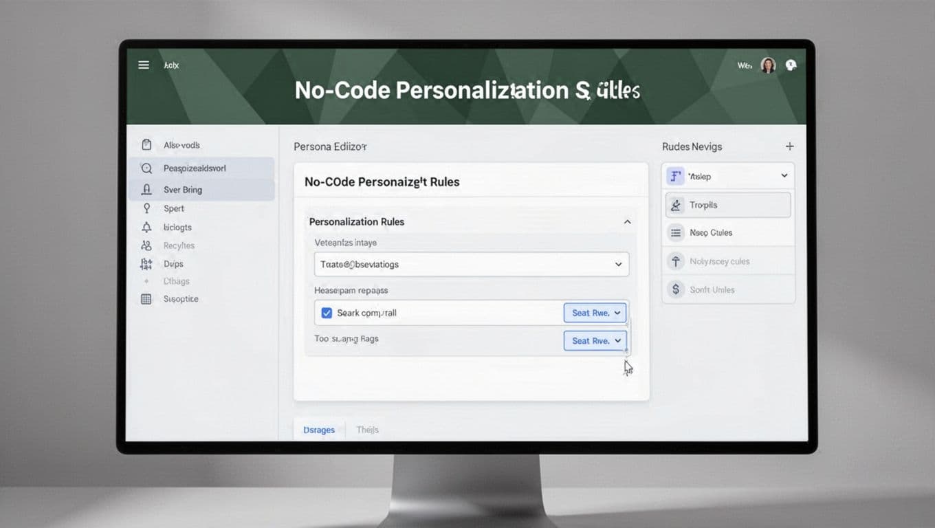 A clean web app dashboard showing settings for a no-core personalization rule.