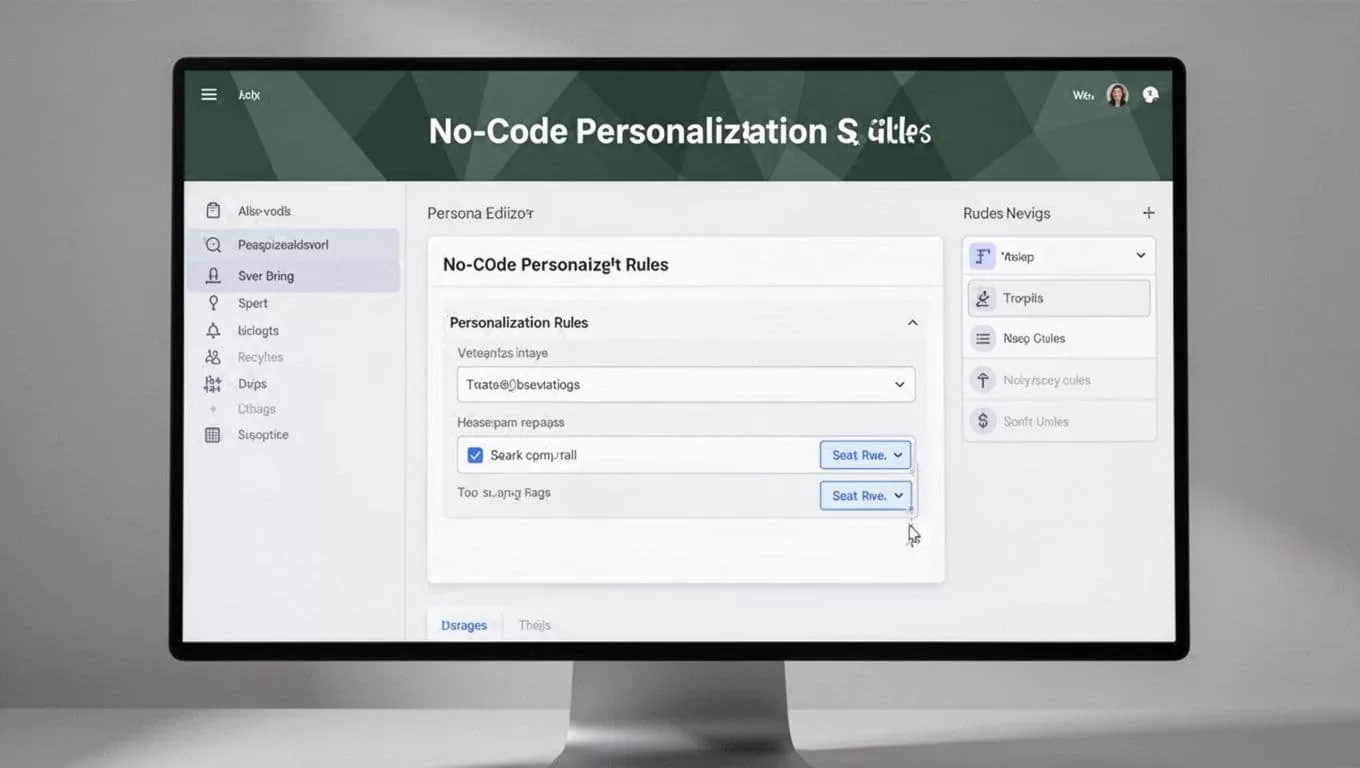 A clean web app dashboard showing settings for a no-core personalization rule.