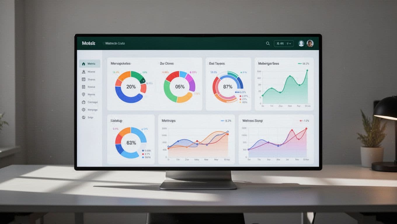 A minimalist software dashboard showing pricing tier testing metrics and a dark green accent band.