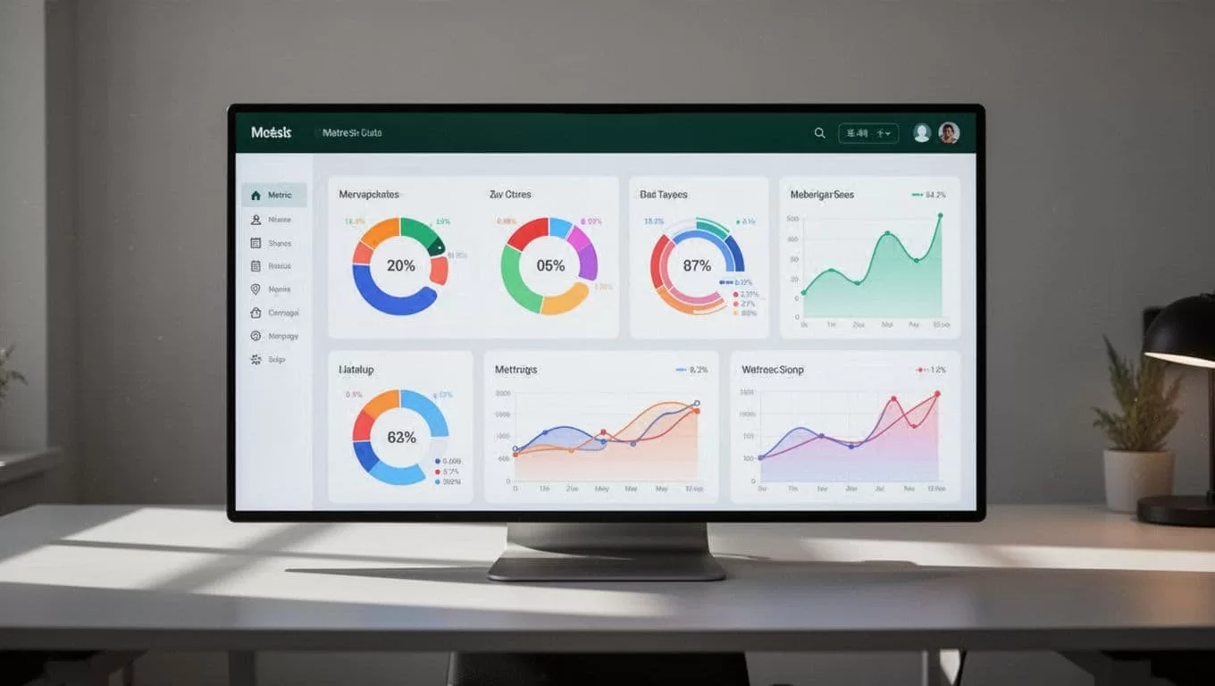 A minimalist software dashboard showing pricing tier testing metrics and a dark green accent band.