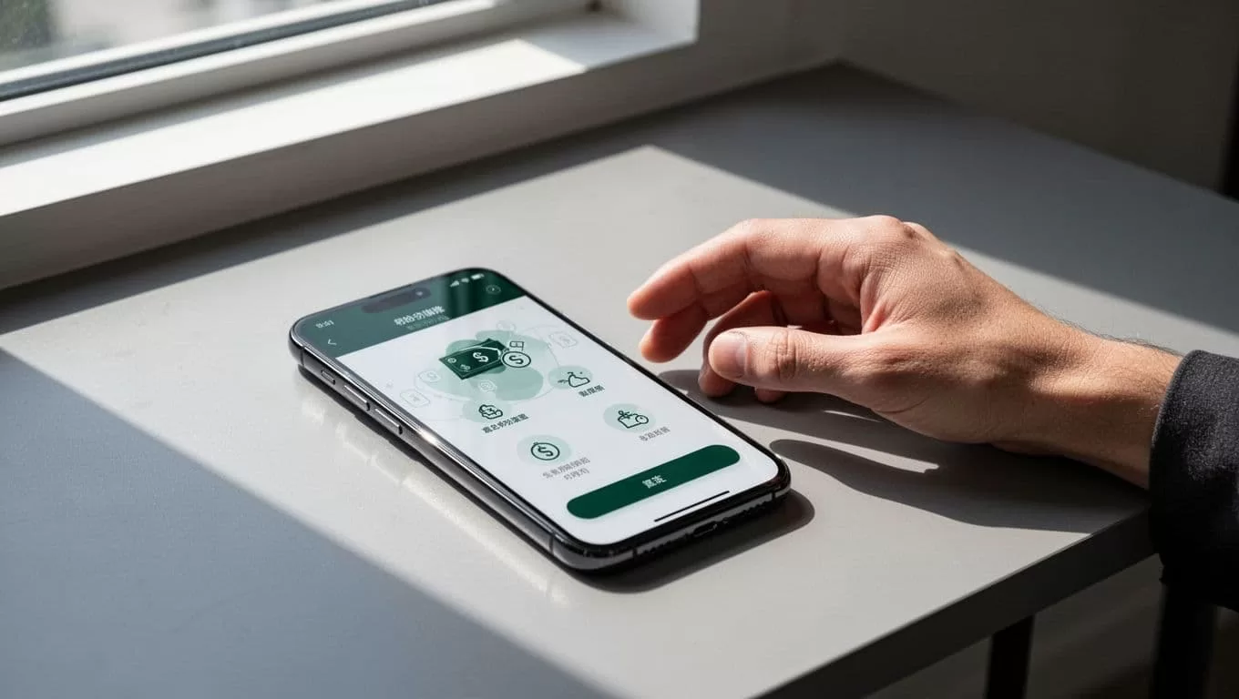 A smartphone displaying a secure money transfer interface resting on a clean minimalist desk.