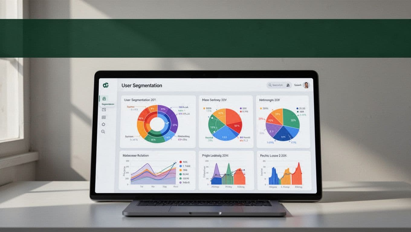 A clean dashboard interface with data charts sits below a dark green banner titled Segmented Testing.