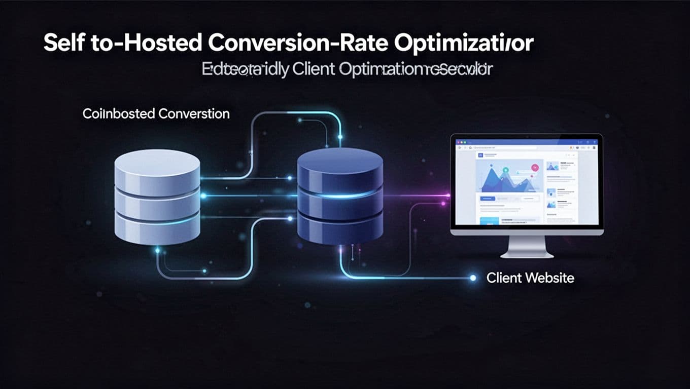 Vector diagram of a self-hosted CRO server connected to a database and website.