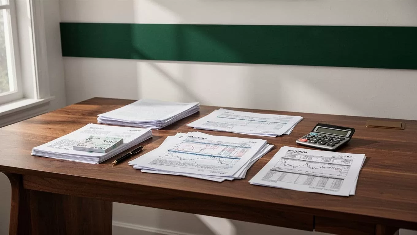 A dark green headline banner reading Send Cash above a desk with financial papers.