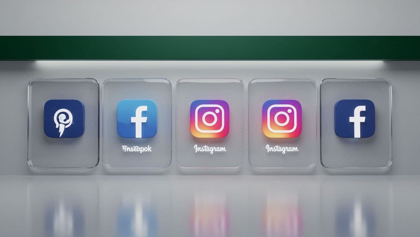 Dashboard showing social media account cards under a dark green Connect Profiles banner.