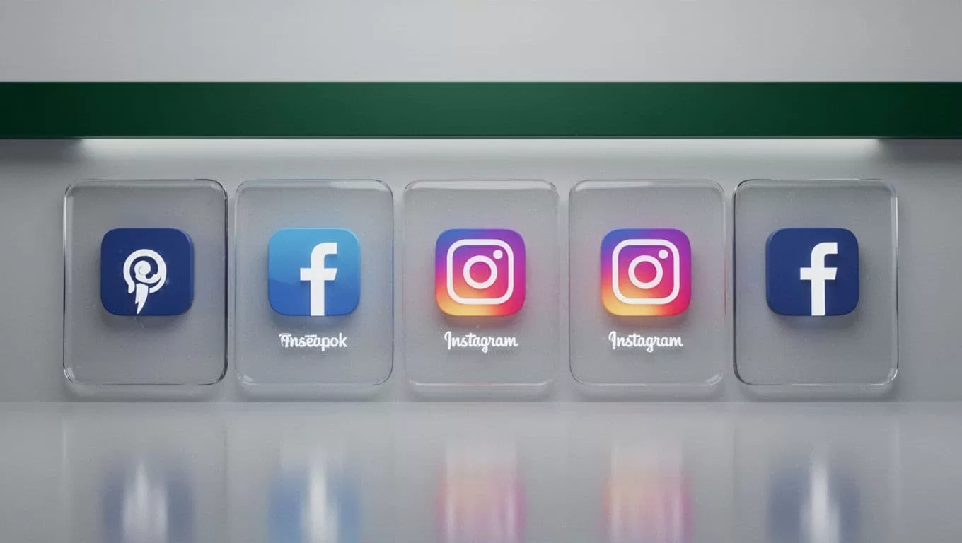 Dashboard showing social media account cards under a dark green Connect Profiles banner.