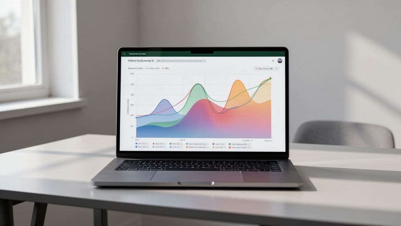 A clean workspace featuring a laptop with performance graphs and a headline that reads Speed Matters.