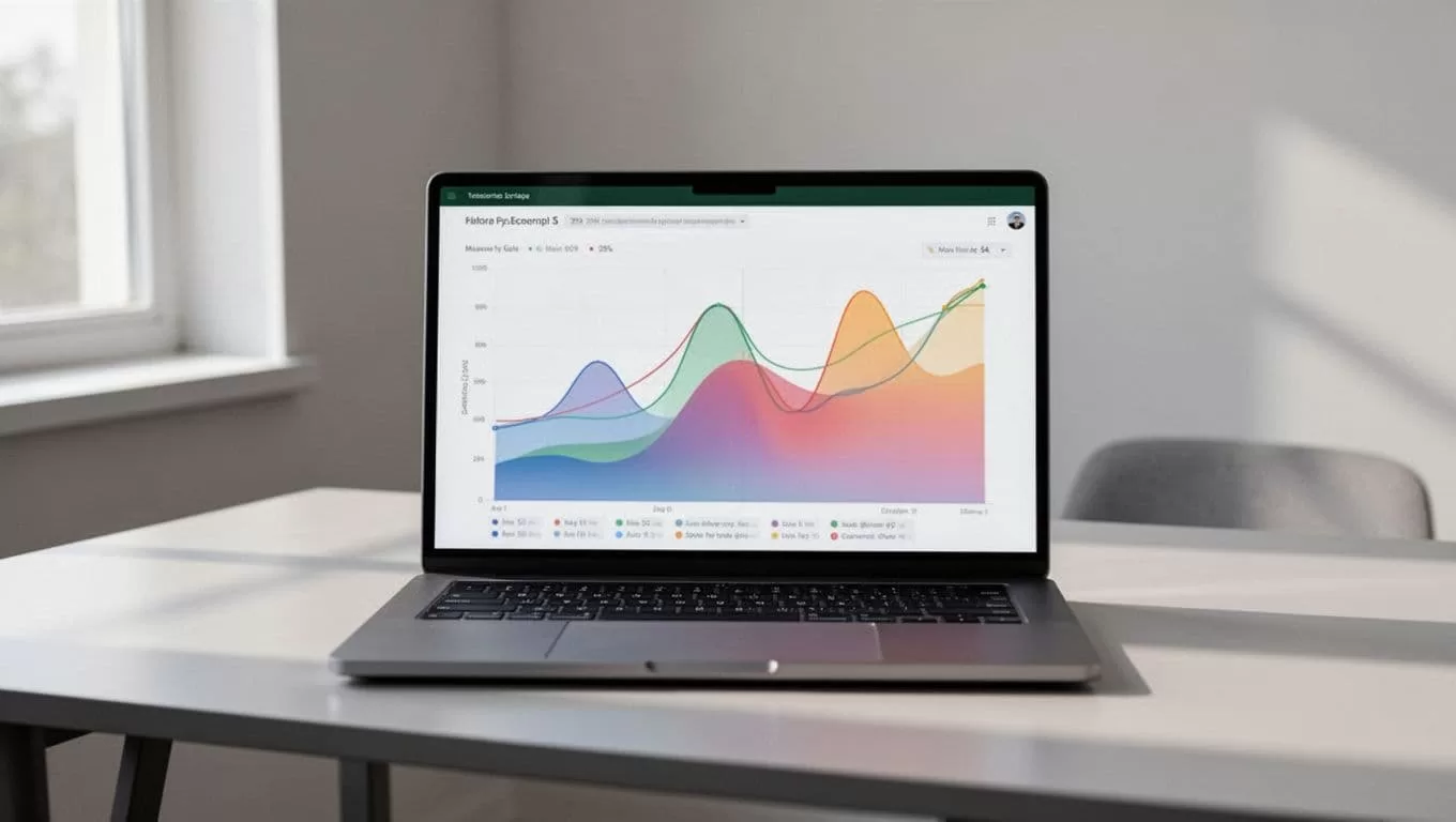 A clean workspace featuring a laptop with performance graphs and a headline that reads Speed Matters.