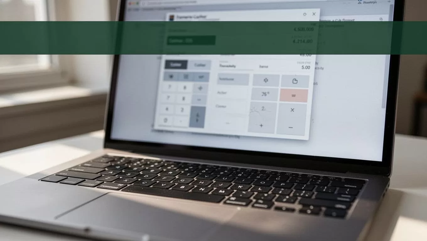 Transfer Cost above a laptop and blurred currency calculator.