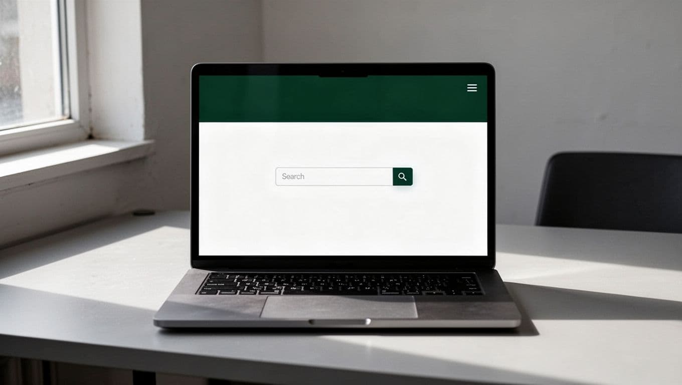 An editorial graphic of a sleek laptop below a dark green banner with white text.