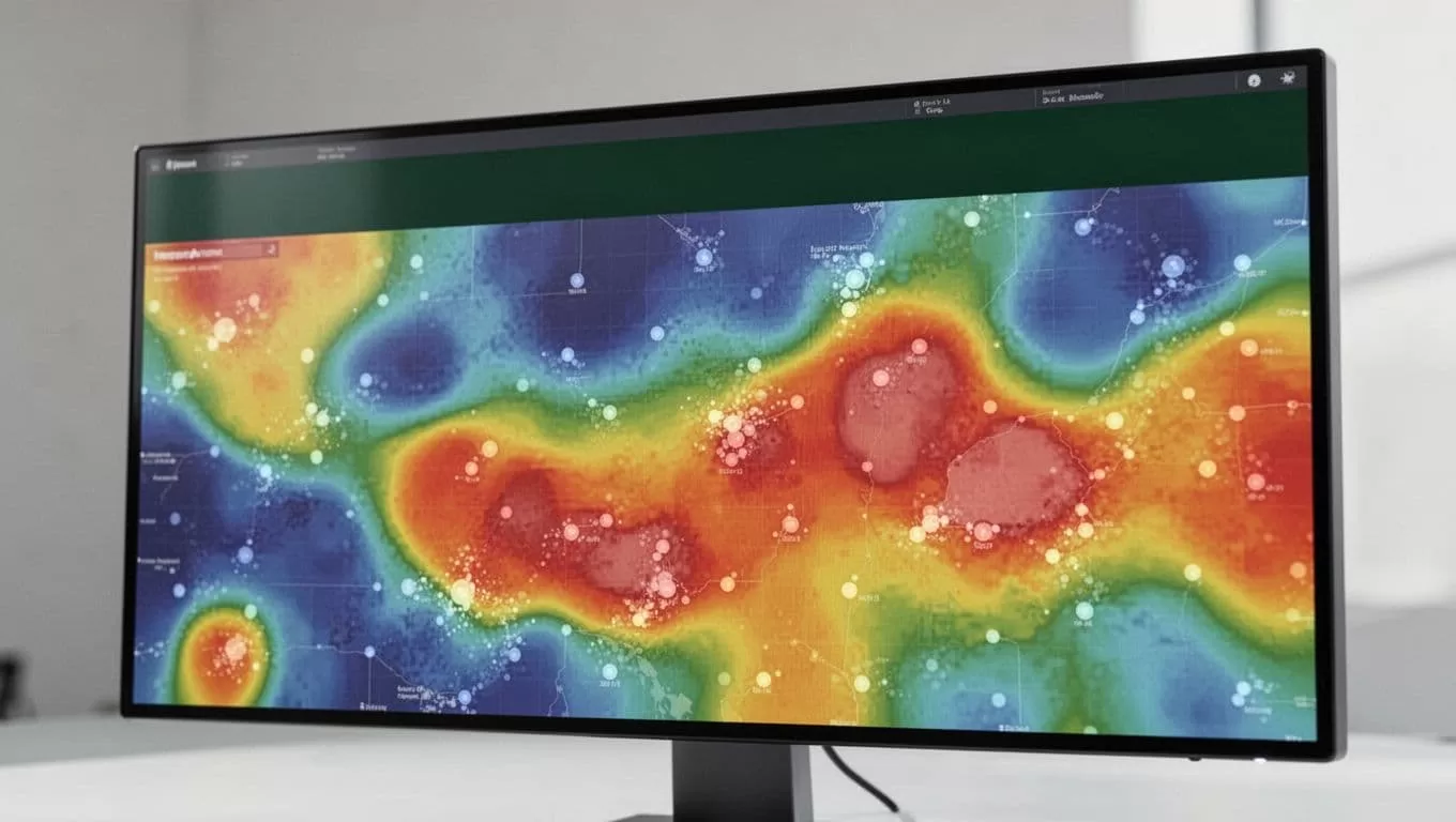 A screen displaying a website heatmap with an Actionable Insights headline at the top.