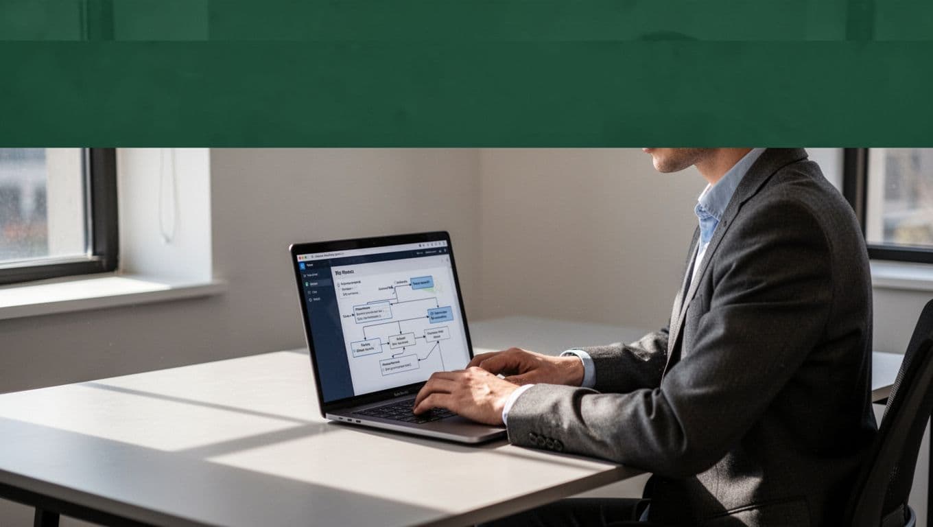 One person works at a laptop beneath a Client Onboarding headline.