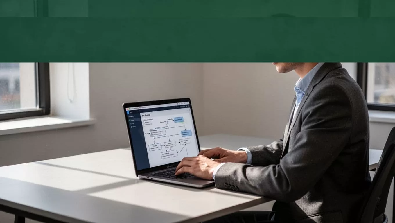 One person works at a laptop beneath a Client Onboarding headline.
