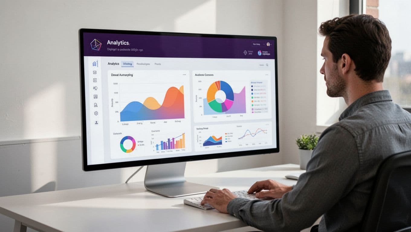 A person reviews charts on a competitor tracking dashboard.