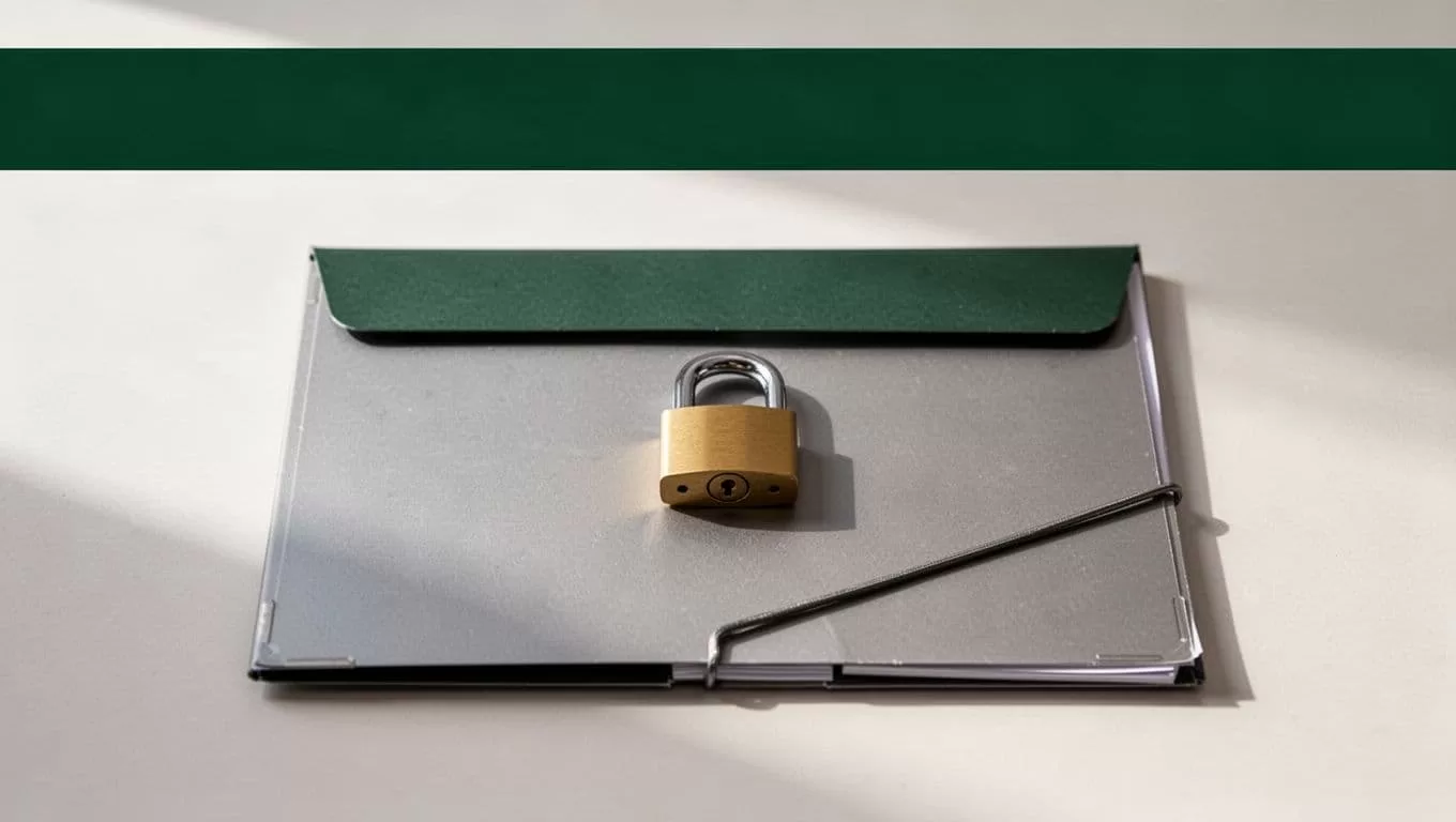 Secure document folder and digital lock beneath a green Compliance Review banner.