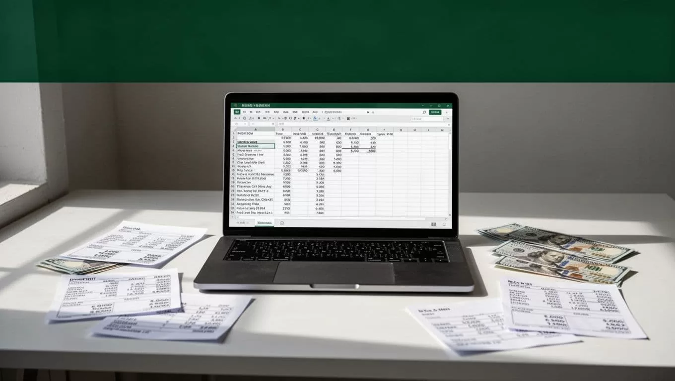 Rate Comparison headline above currency notes and a sleek laptop on a minimal desk.