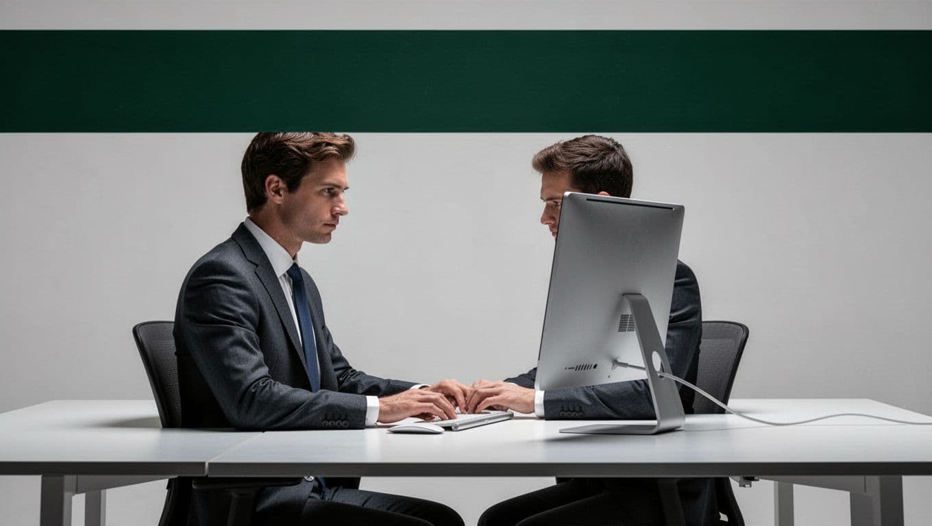One person works at a computer beneath a dark-green Data Extraction banner.