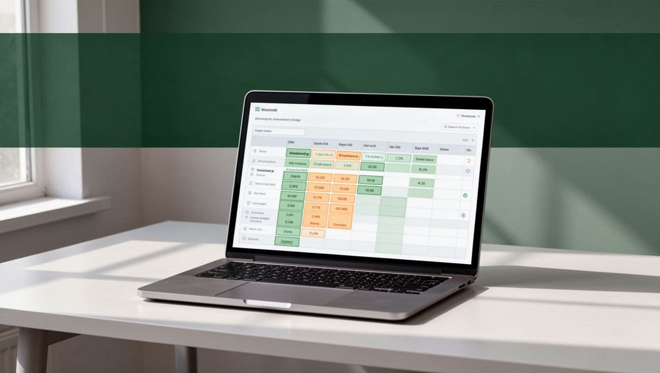 One laptop shows a data table cleanup interface beneath a dark-green NORMALIZE DATA banner.