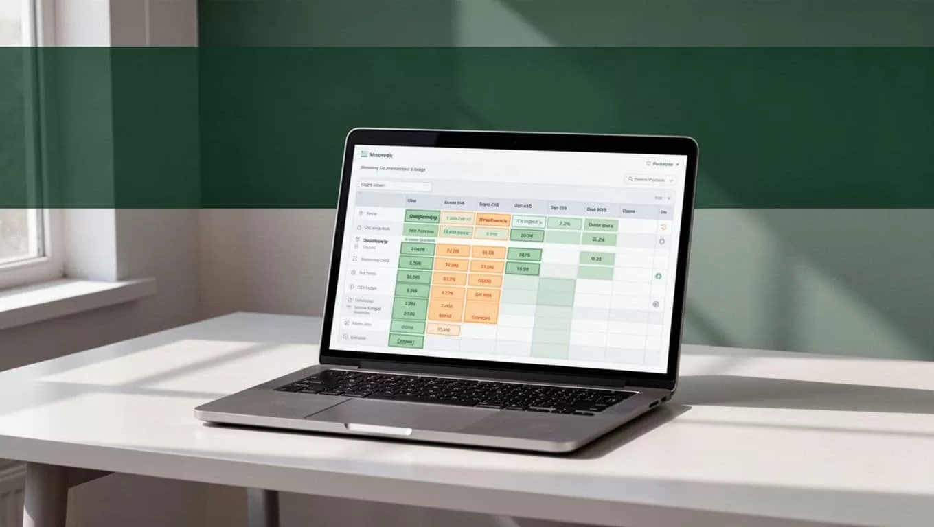 One laptop shows a data table cleanup interface beneath a dark-green NORMALIZE DATA banner.