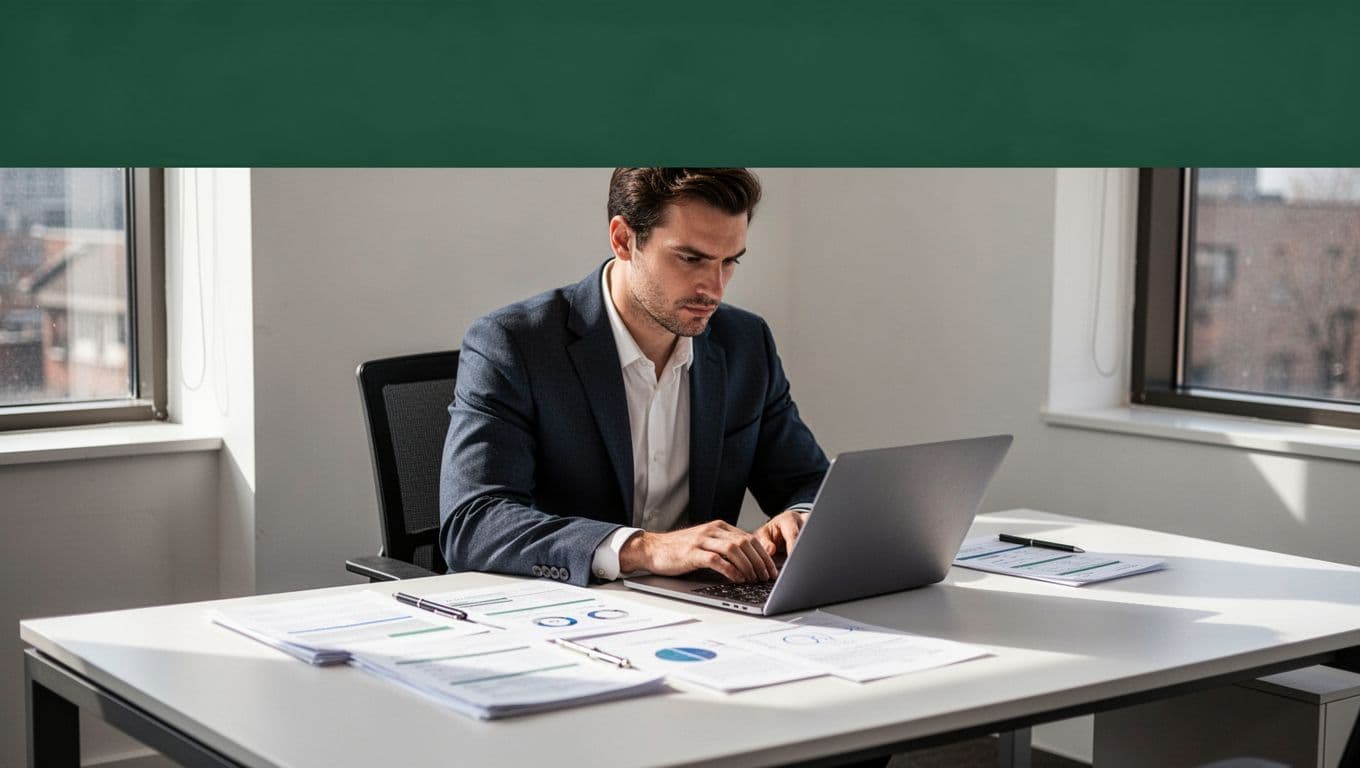 One person works at a laptop beneath a green Data Sync banner.