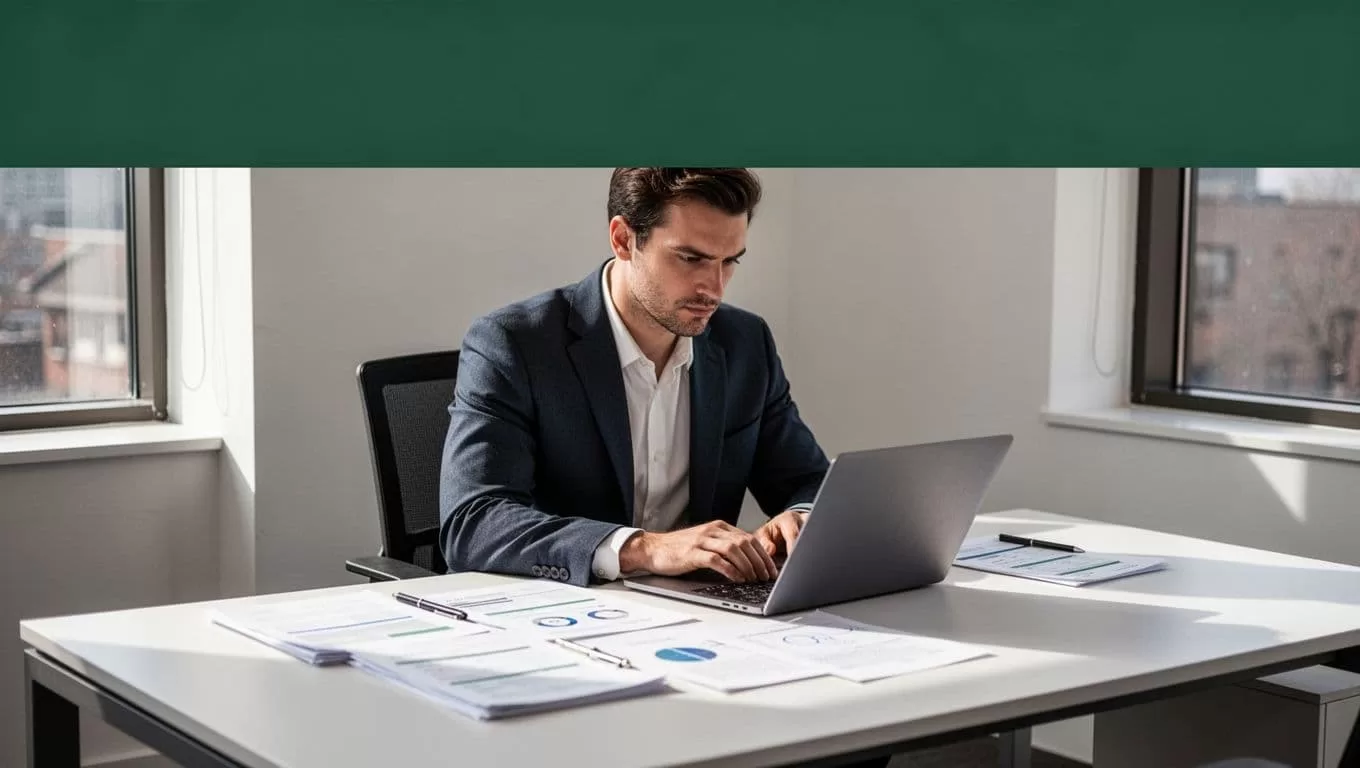 One person works at a laptop beneath a green Data Sync banner.