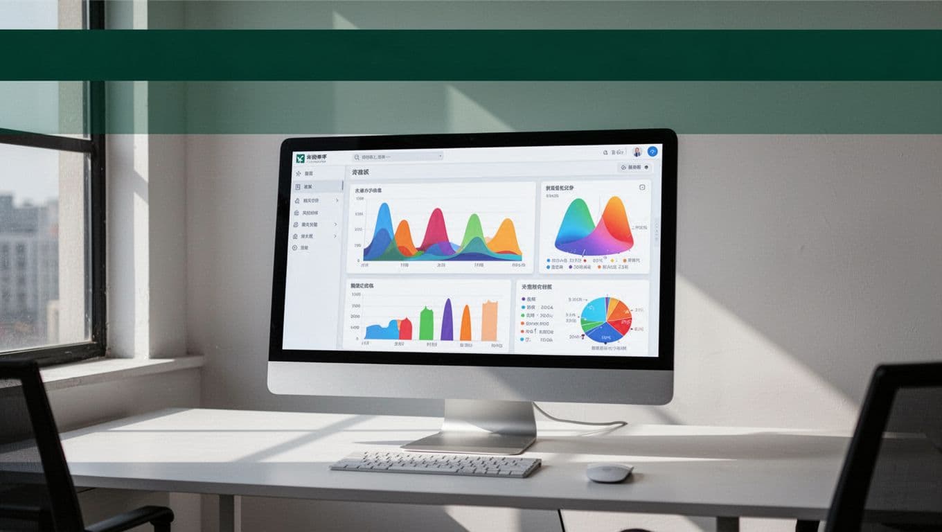 Desktop monitor showing charts beneath a green Data Validation banner.