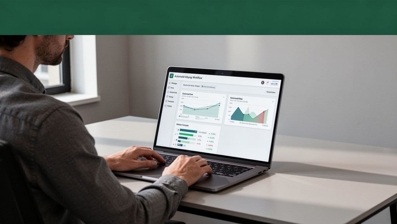 A person views a laptop dashboard beneath a dark-green Deal Flow banner.