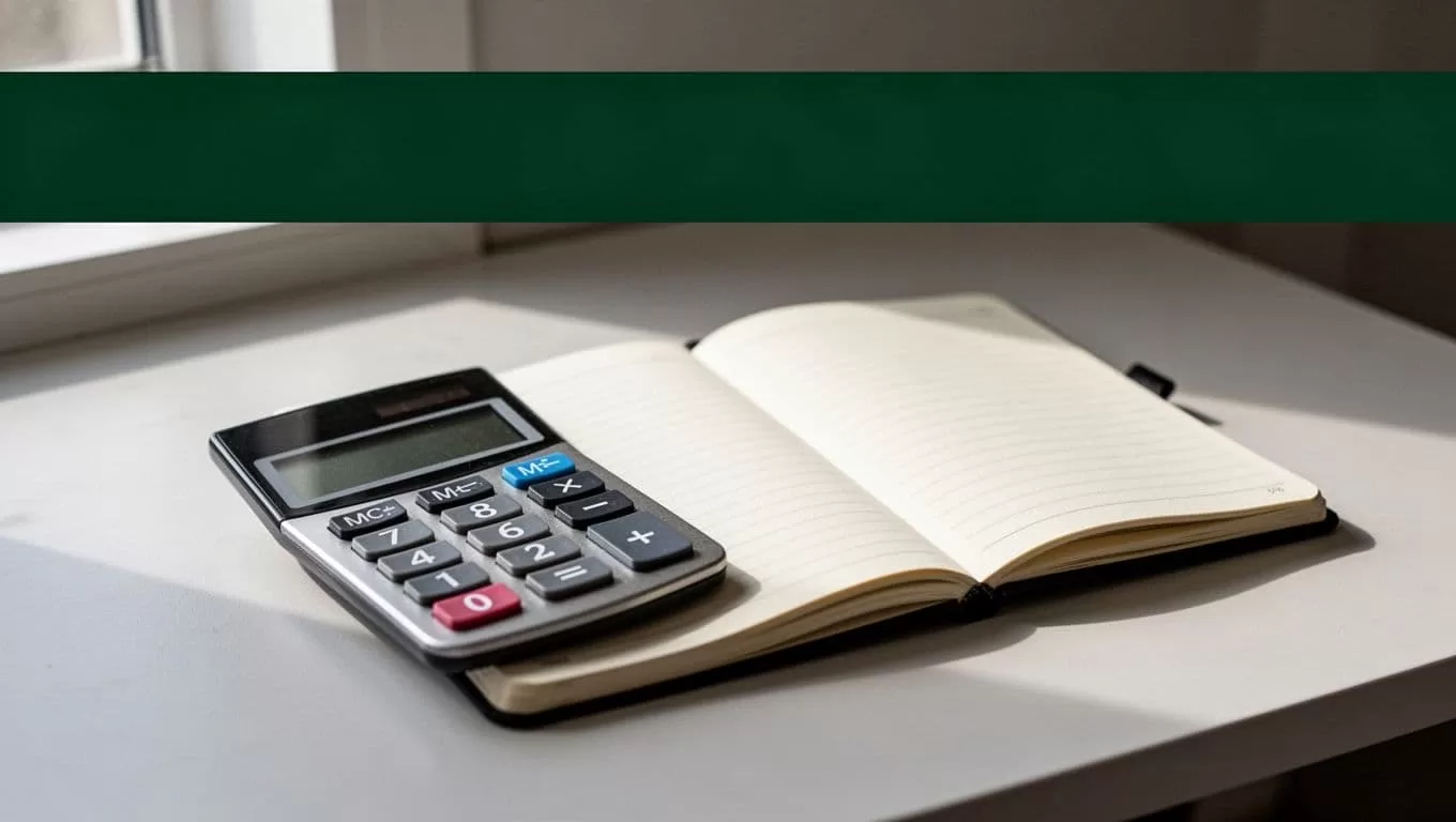 A calculator and notebook sit beneath a dark-green Delivery Methods headline.