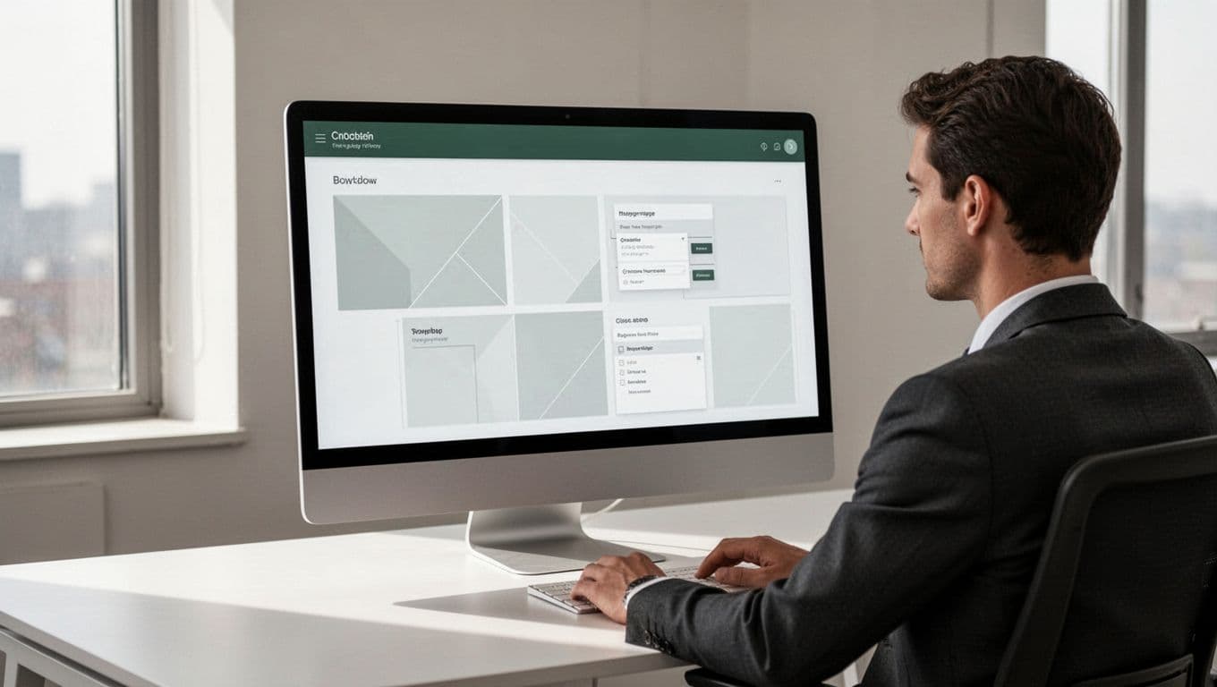 A person beside a monitor showing a document discovery workflow interface.