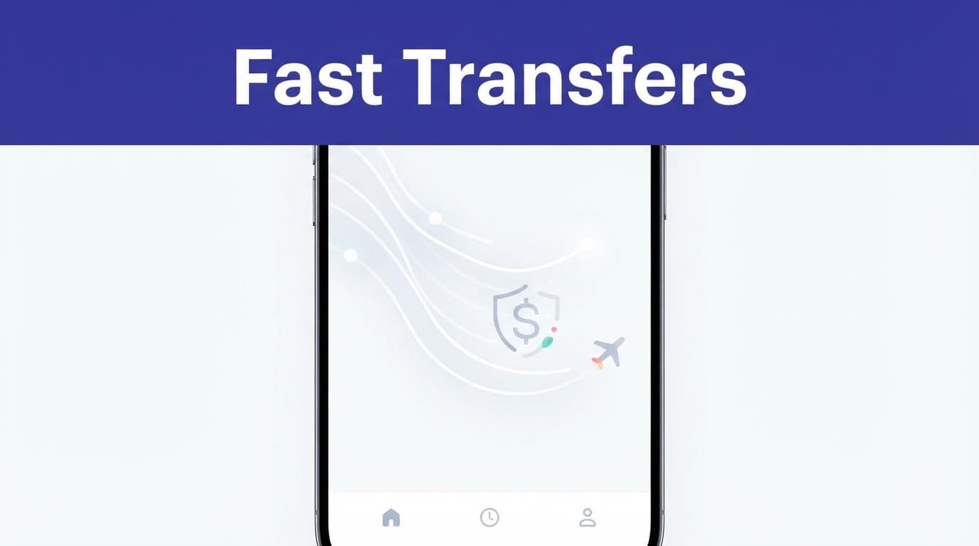 A mobile transfer app screen with an indigo header reading Fast Transfers.