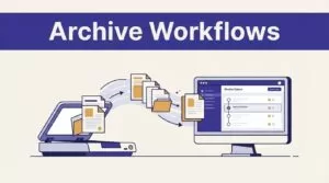 Documents move from a scanner to a digital review queue.