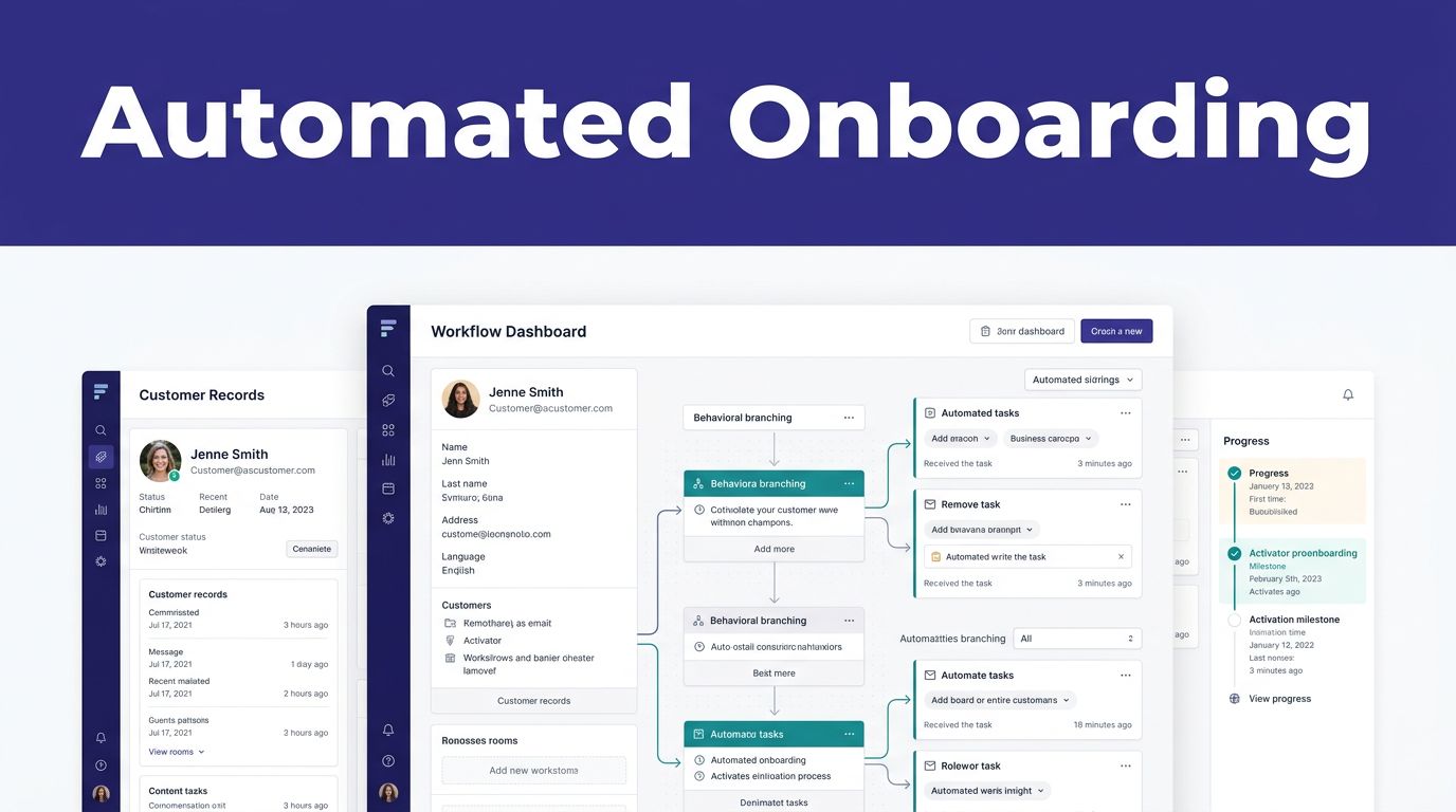 SaaS dashboard showing automated onboarding paths and an activation milestone.