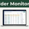 Laptop showing an insider trading monitoring dashboard beneath a green header.