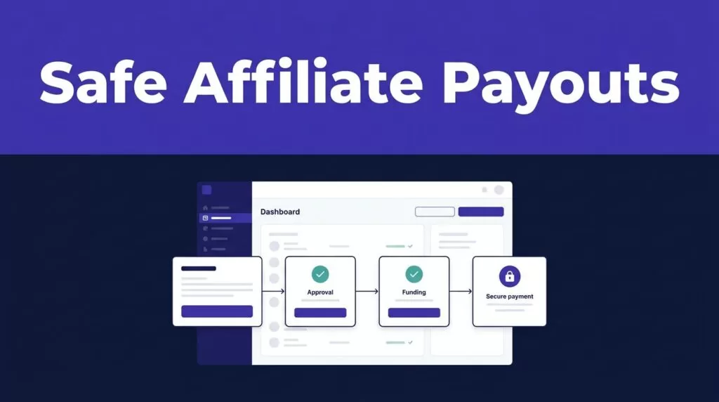 Finance dashboard showing affiliate commissions moving through approval and payout steps.