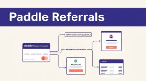 An indigo referral workflow connects checkout, conversion, payment, and commission stages.