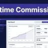 Analytics dashboard showing recurring revenue, invoices, commissions, and a rising forecast line.