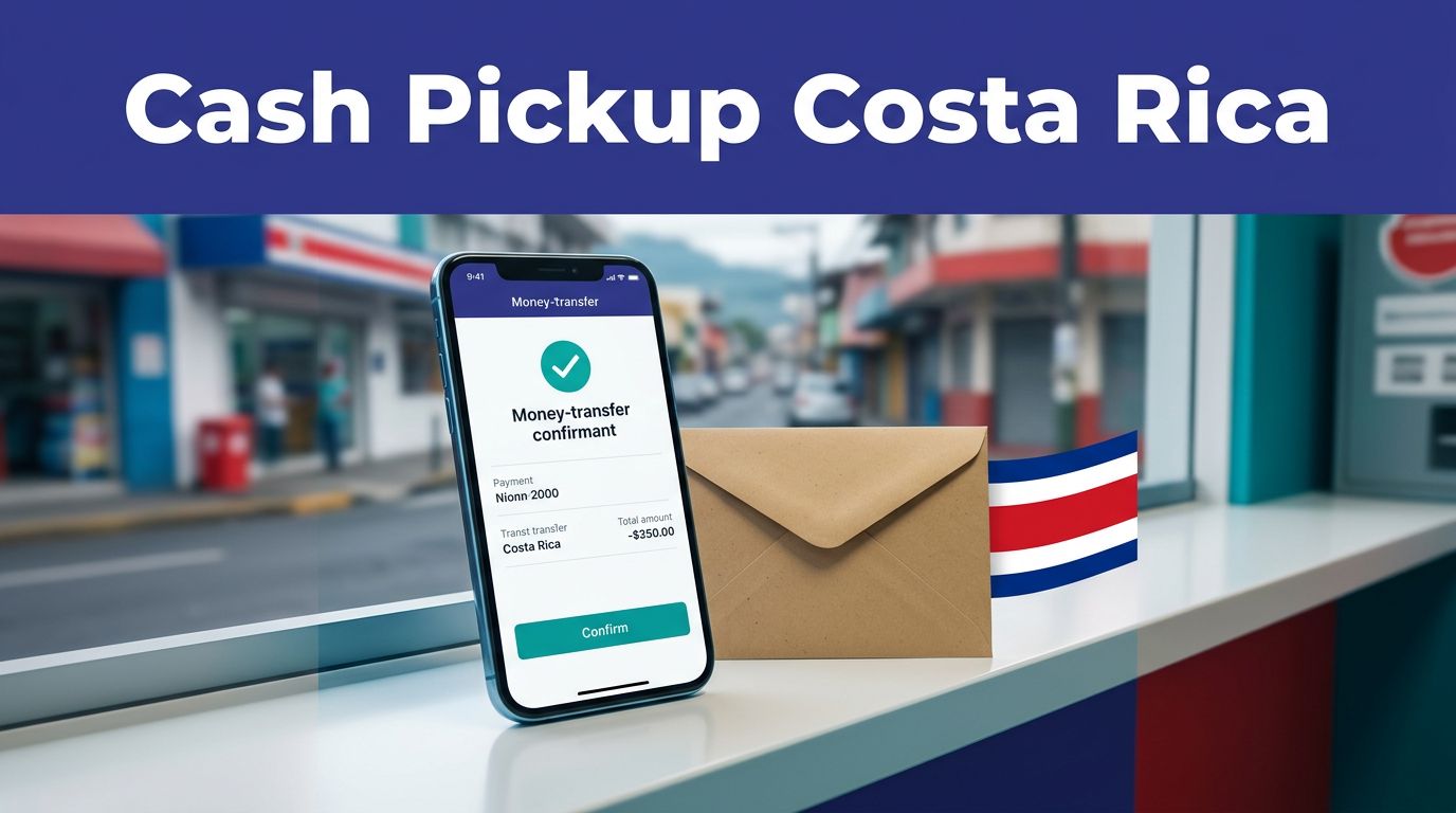 A phone showing transfer confirmation beside a sealed cash envelope in Costa Rica.