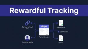 SaaS attribution dashboard linking a payment record to referral and commission nodes.