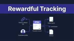 SaaS attribution dashboard linking a payment record to referral and commission nodes.