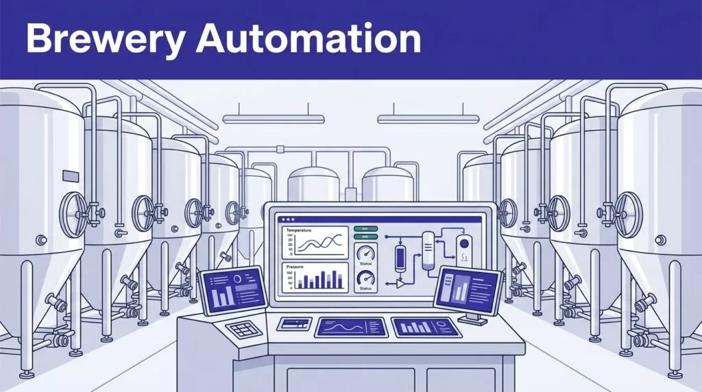 Brewery tanks and temperature data appear beneath a Brewery Automation heading.