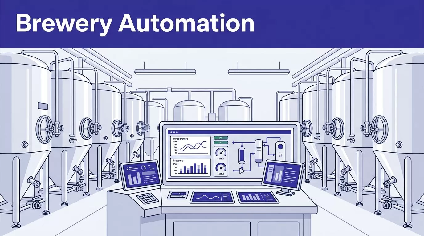 Brewery tanks and temperature data appear beneath a Brewery Automation heading.
