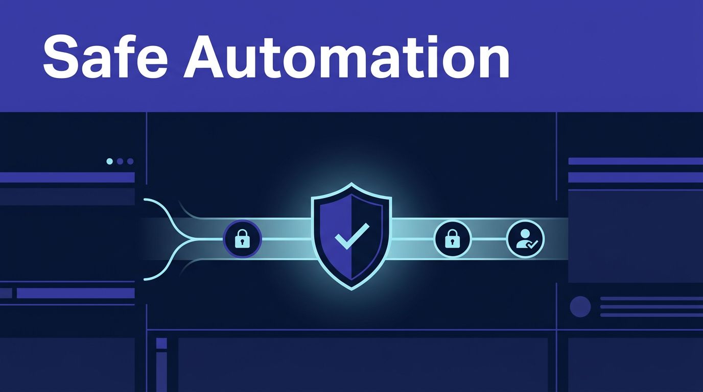A navy control room interface shows a glowing workflow, shield checkpoint, and locked data nodes.