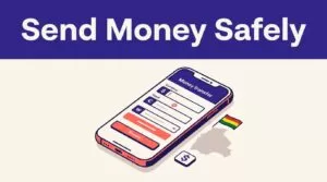 A smartphone money-transfer app beside a Bolivia map and Bolivian flag accent.