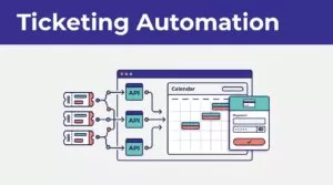 Event ticketing dashboard showing API connections, a calendar, and payment verification.