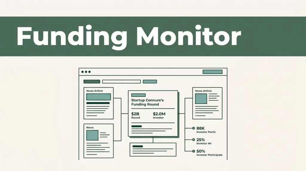 Funding dashboard linking a highlighted deal record with news and investor data.